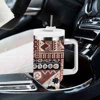 Bula Fiji Tumbler With Handle Unique Masi Tapa Pattern LT14 - Polynesian Pride