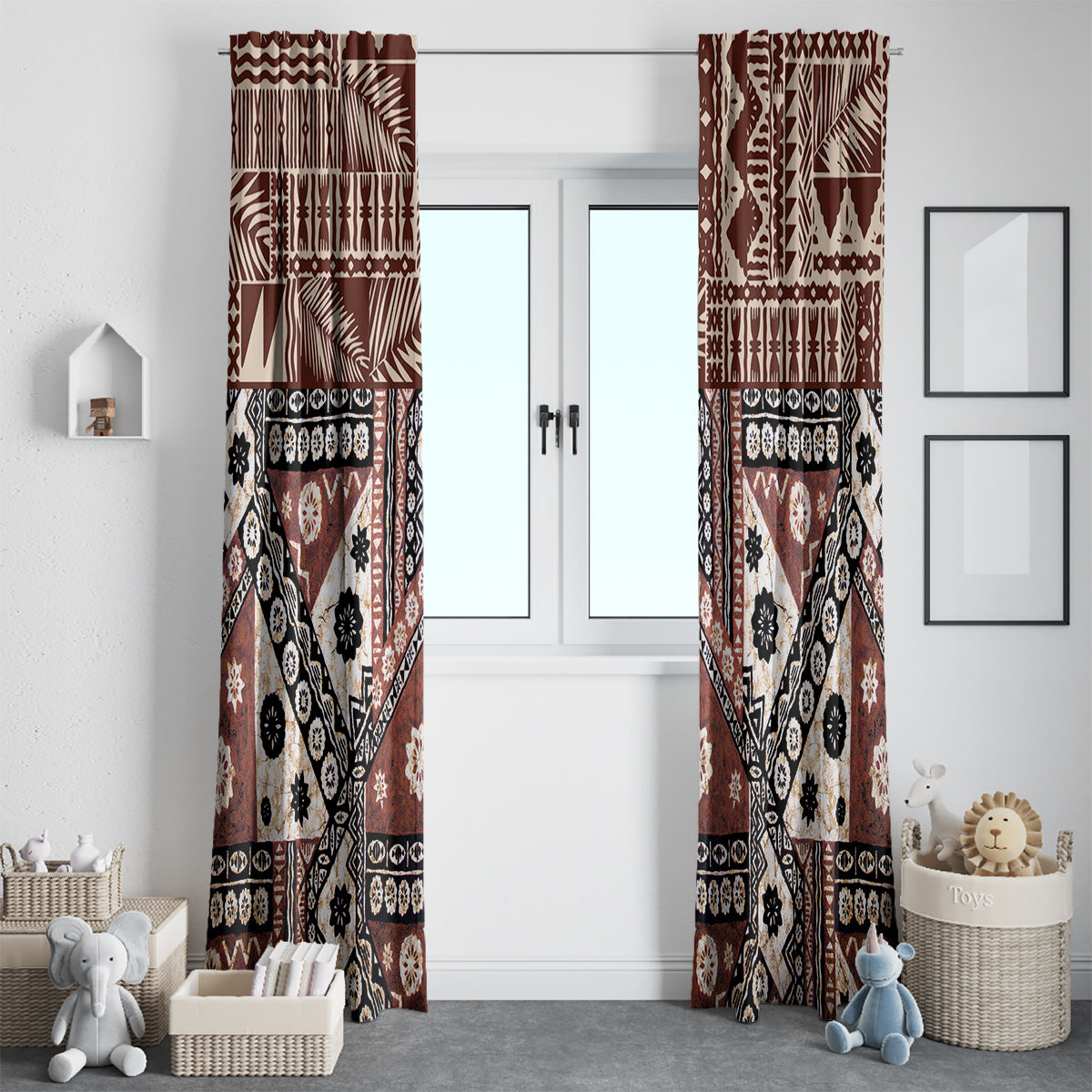 Bula Fiji Window Curtain Unique Masi Tapa Pattern LT14 - Polynesian Pride