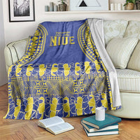 Fakaalofa Lahi Atu Niue Blanket Siapo Pattern With Puakenikeni LT14 Blue - Polynesian Pride