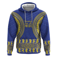 Fakaalofa Lahi Atu Niue Hoodie Siapo Pattern With Puakenikeni LT14 Pullover Hoodie Blue - Polynesian Pride