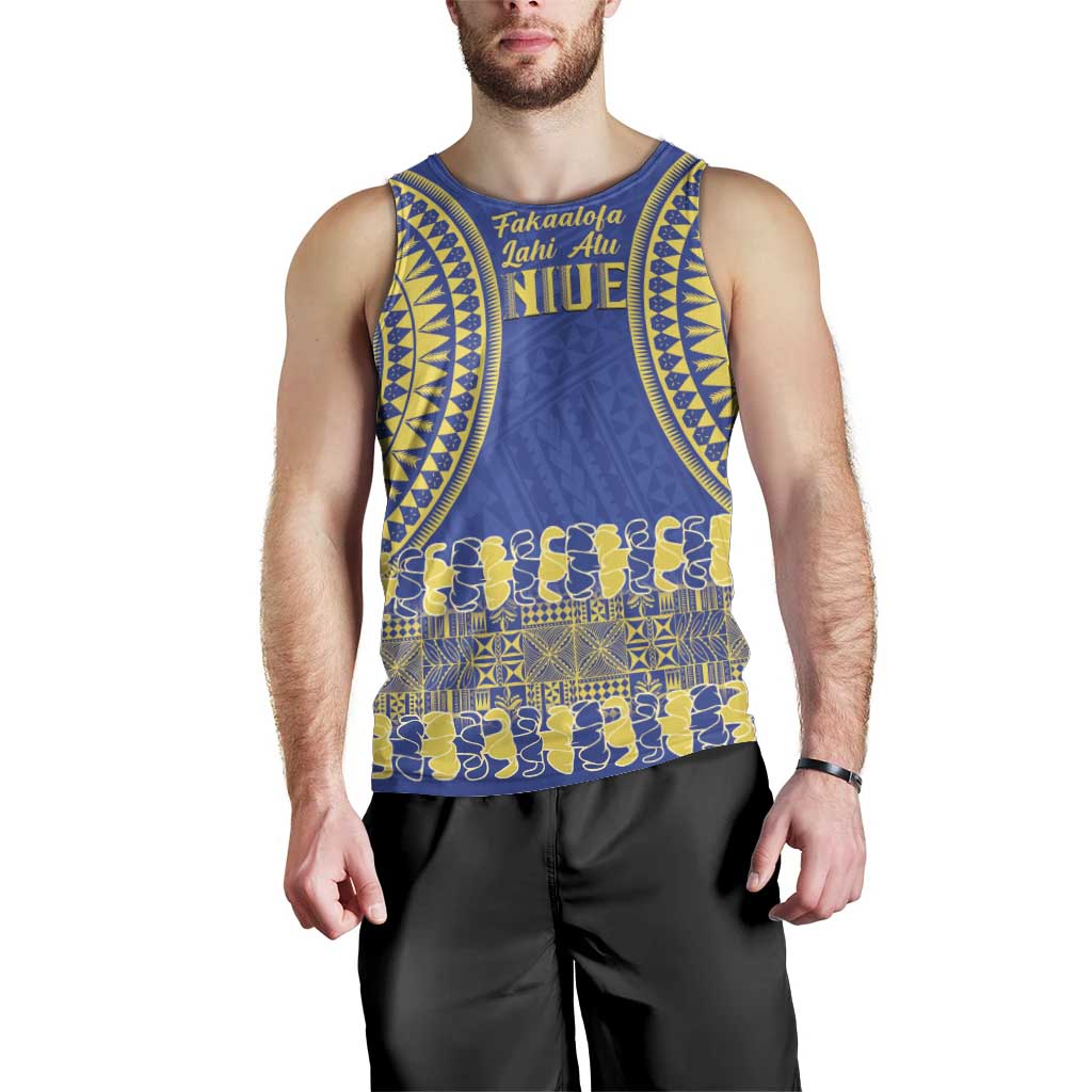 Fakaalofa Lahi Atu Niue Men Tank Top Siapo Pattern With Puakenikeni LT14 - Polynesian Pride