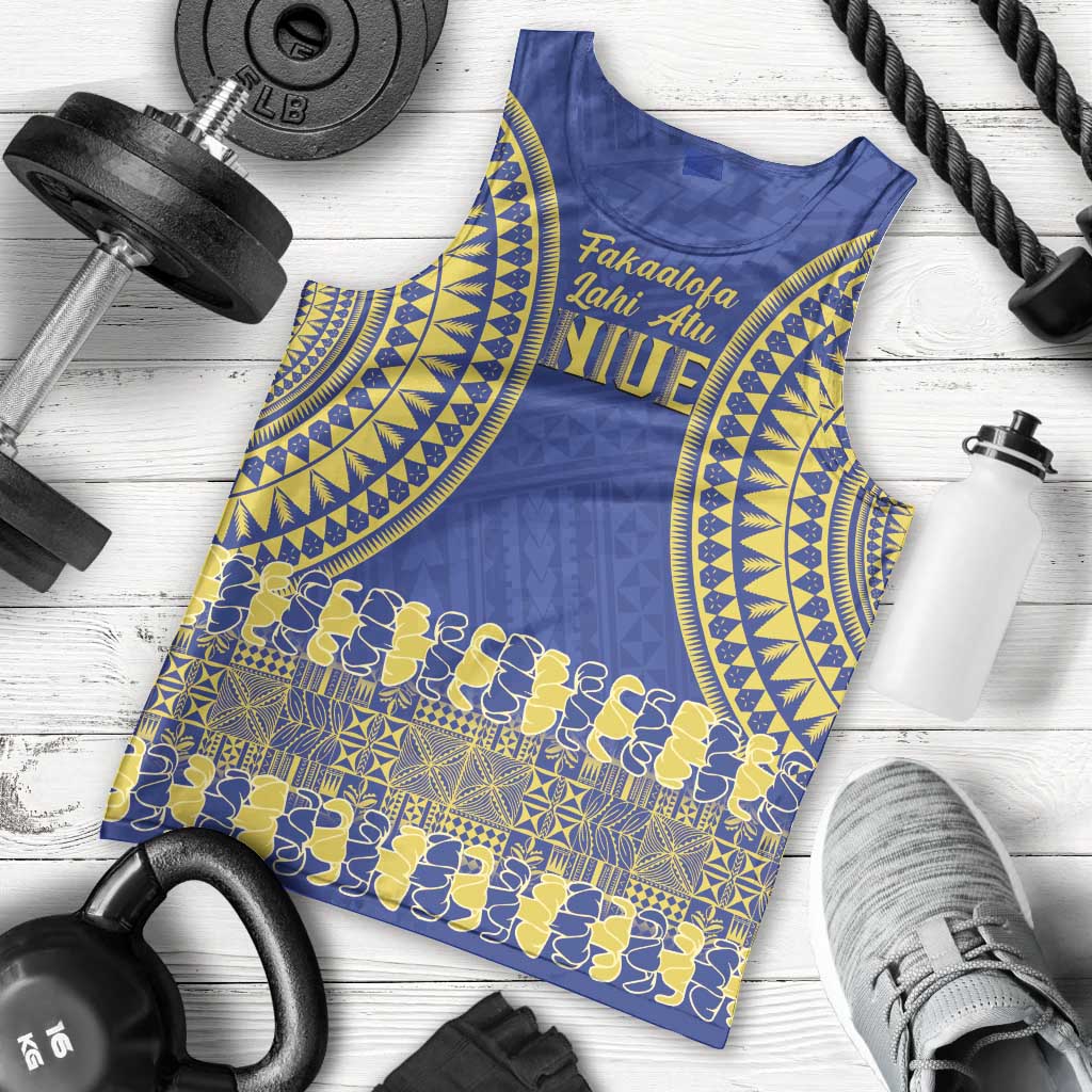 Fakaalofa Lahi Atu Niue Men Tank Top Siapo Pattern With Puakenikeni LT14 - Polynesian Pride