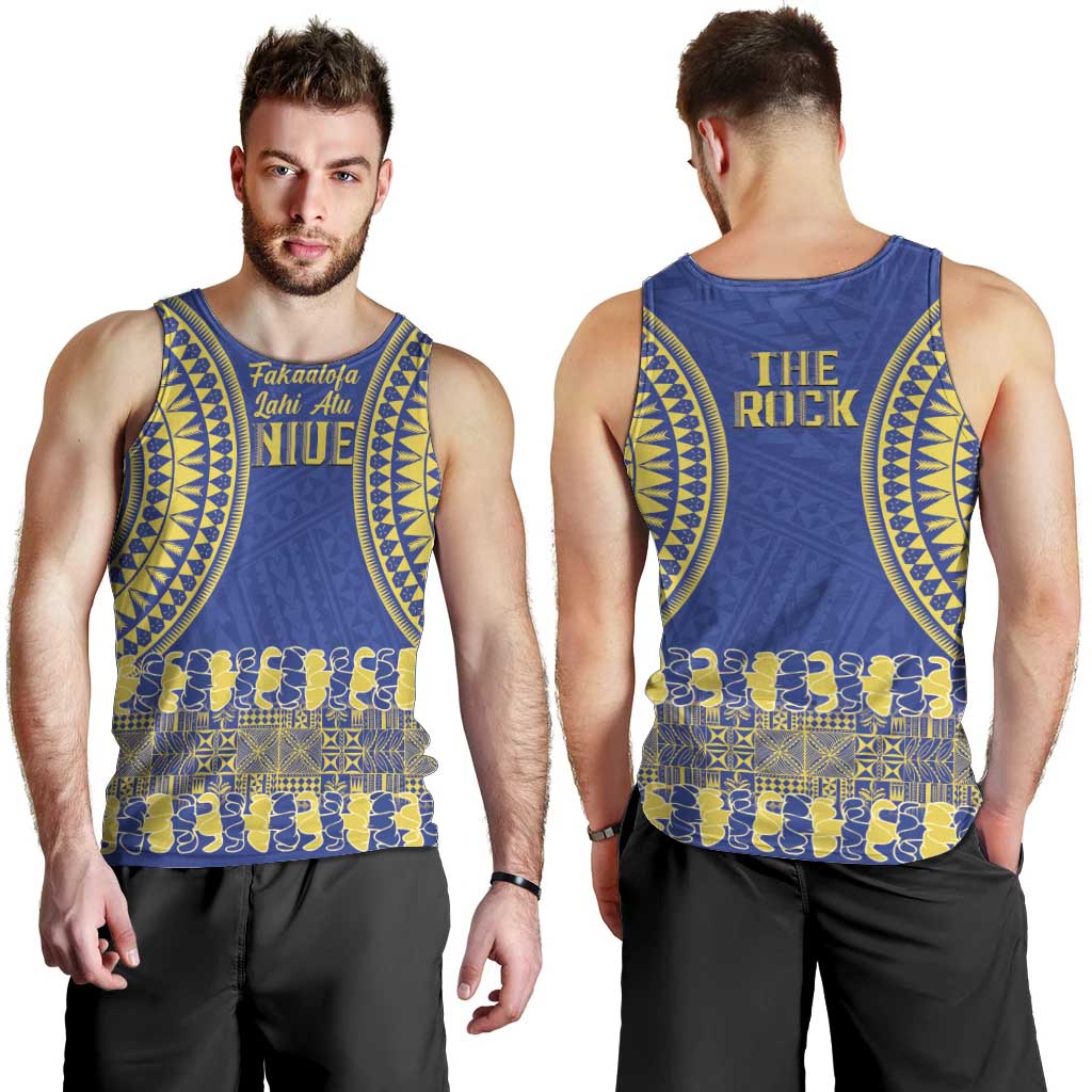 Fakaalofa Lahi Atu Niue Men Tank Top Siapo Pattern With Puakenikeni LT14 - Polynesian Pride
