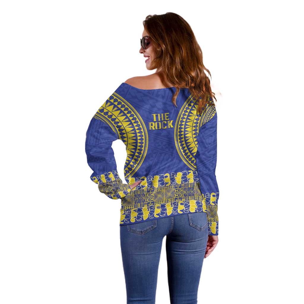 Fakaalofa Lahi Atu Niue Off Shoulder Sweater Siapo Pattern With Puakenikeni LT14 - Polynesian Pride