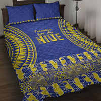 Fakaalofa Lahi Atu Niue Quilt Bed Set Siapo Pattern With Puakenikeni LT14 Blue - Polynesian Pride