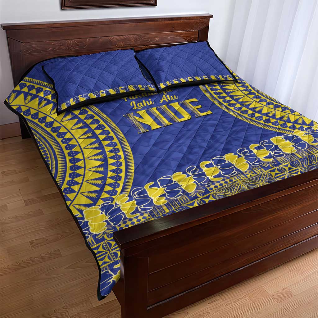 Fakaalofa Lahi Atu Niue Quilt Bed Set Siapo Pattern With Puakenikeni LT14 - Polynesian Pride