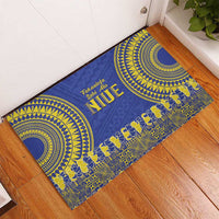 Fakaalofa Lahi Atu Niue Rubber Doormat Siapo Pattern With Puakenikeni LT14 - Polynesian Pride