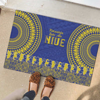 Fakaalofa Lahi Atu Niue Rubber Doormat Siapo Pattern With Puakenikeni LT14 - Polynesian Pride