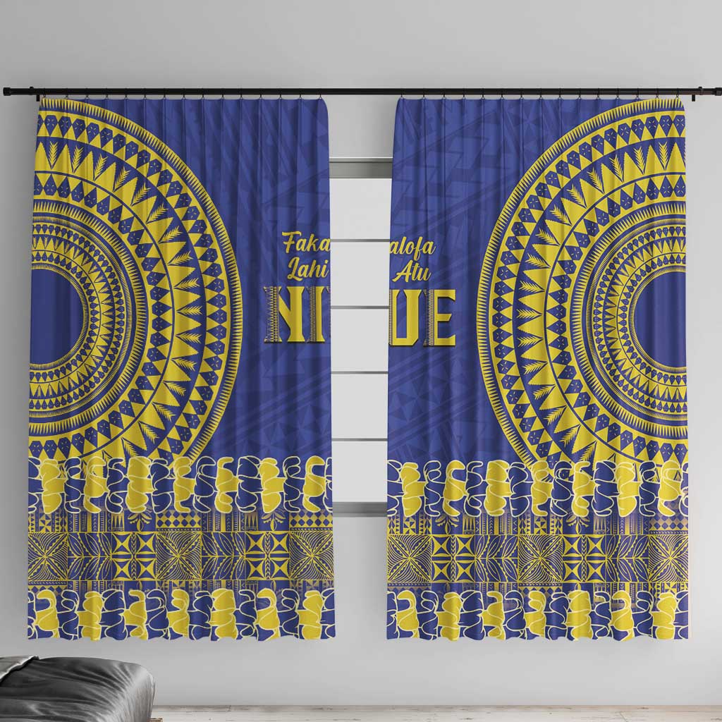 Fakaalofa Lahi Atu Niue Window Curtain Siapo Pattern With Puakenikeni LT14 With Hooks Blue - Polynesian Pride