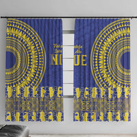 Fakaalofa Lahi Atu Niue Window Curtain Siapo Pattern With Puakenikeni LT14 With Hooks Blue - Polynesian Pride