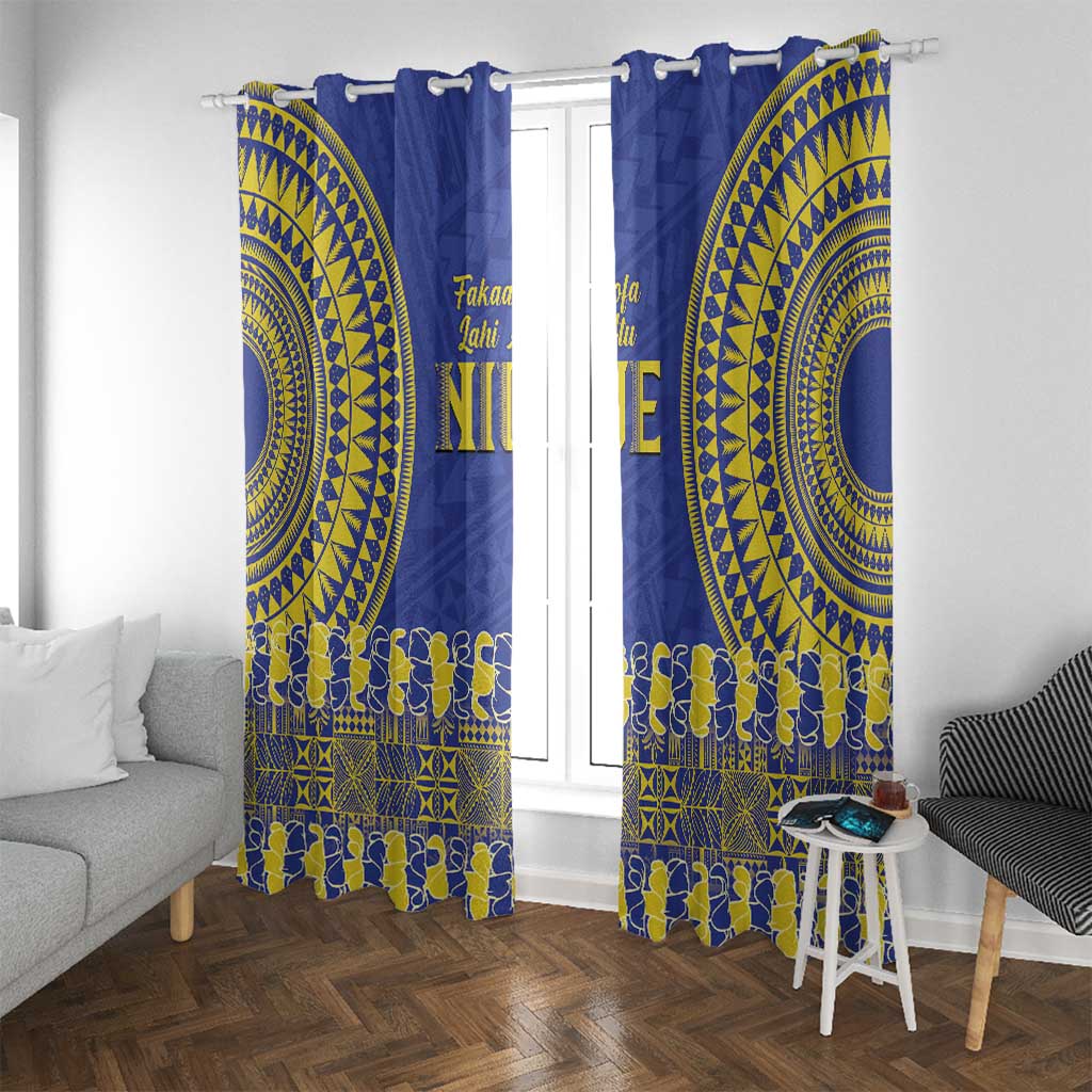 Fakaalofa Lahi Atu Niue Window Curtain Siapo Pattern With Puakenikeni LT14 With Grommets Blue - Polynesian Pride