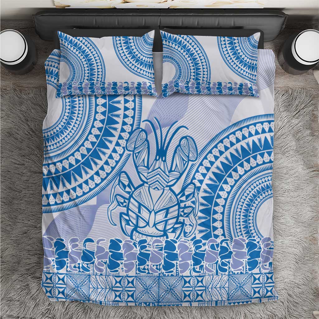 Niue Language Week Bedding Set The Rock Coconut Crab - Siapo Blue Pastel LT14 Blue - Polynesian Pride