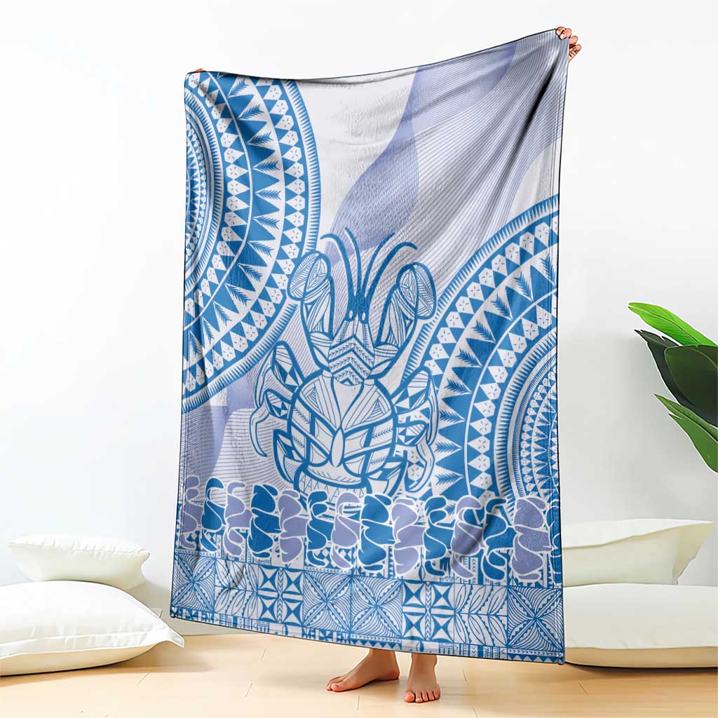 Niue Language Week Blanket The Rock Coconut Crab - Siapo Blue Pastel LT14 - Polynesian Pride