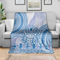 Niue Language Week Blanket The Rock Coconut Crab - Siapo Blue Pastel LT14 - Polynesian Pride
