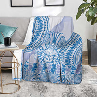 Niue Language Week Blanket The Rock Coconut Crab - Siapo Blue Pastel LT14 - Polynesian Pride