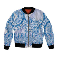 Niue Language Week Bomber Jacket The Rock Coconut Crab - Siapo Blue Pastel LT14 Unisex Blue - Polynesian Pride