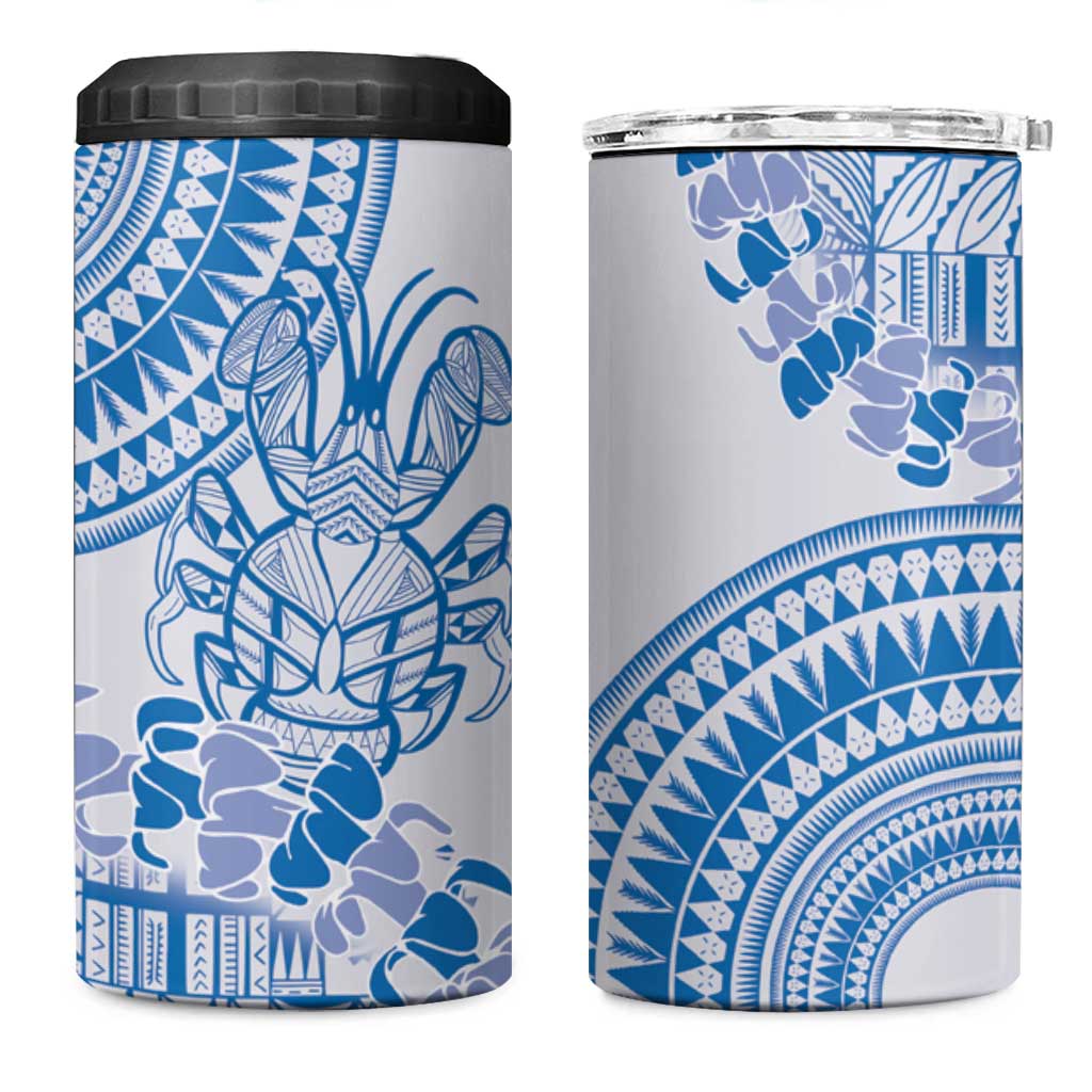 Niue Language Week 4 in 1 Can Cooler Tumbler The Rock Coconut Crab - Siapo Blue Pastel LT14 One Size: 16 oz Blue - Polynesian Pride