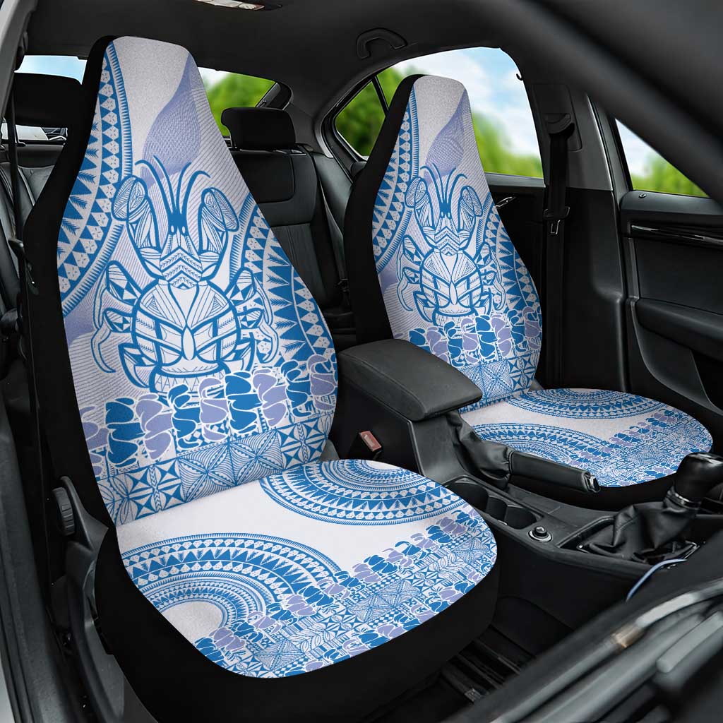 Niue Language Week Car Seat Cover The Rock Coconut Crab - Siapo Blue Pastel LT14 One Size Blue - Polynesian Pride