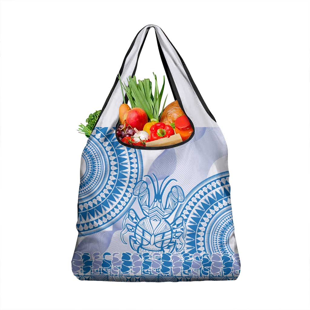 Niue Language Week Grocery Bag The Rock Coconut Crab - Siapo Blue Pastel LT14 1-pack One Size Blue - Polynesian Pride