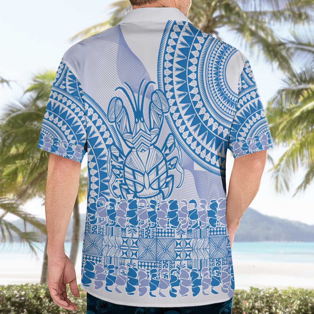 Niue Language Week Hawaiian Shirt The Rock Coconut Crab - Siapo Blue Pastel LT14 - Polynesian Pride