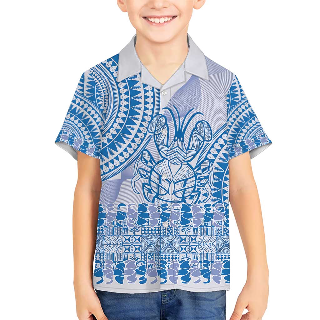 Niue Language Week Hawaiian Shirt The Rock Coconut Crab - Siapo Blue Pastel LT14 - Polynesian Pride