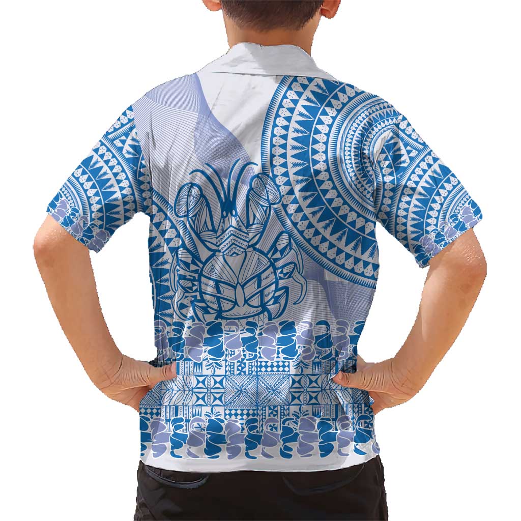 Niue Language Week Hawaiian Shirt The Rock Coconut Crab - Siapo Blue Pastel LT14 - Polynesian Pride