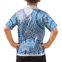 Niue Language Week Hawaiian Shirt The Rock Coconut Crab - Siapo Blue Pastel LT14 - Polynesian Pride