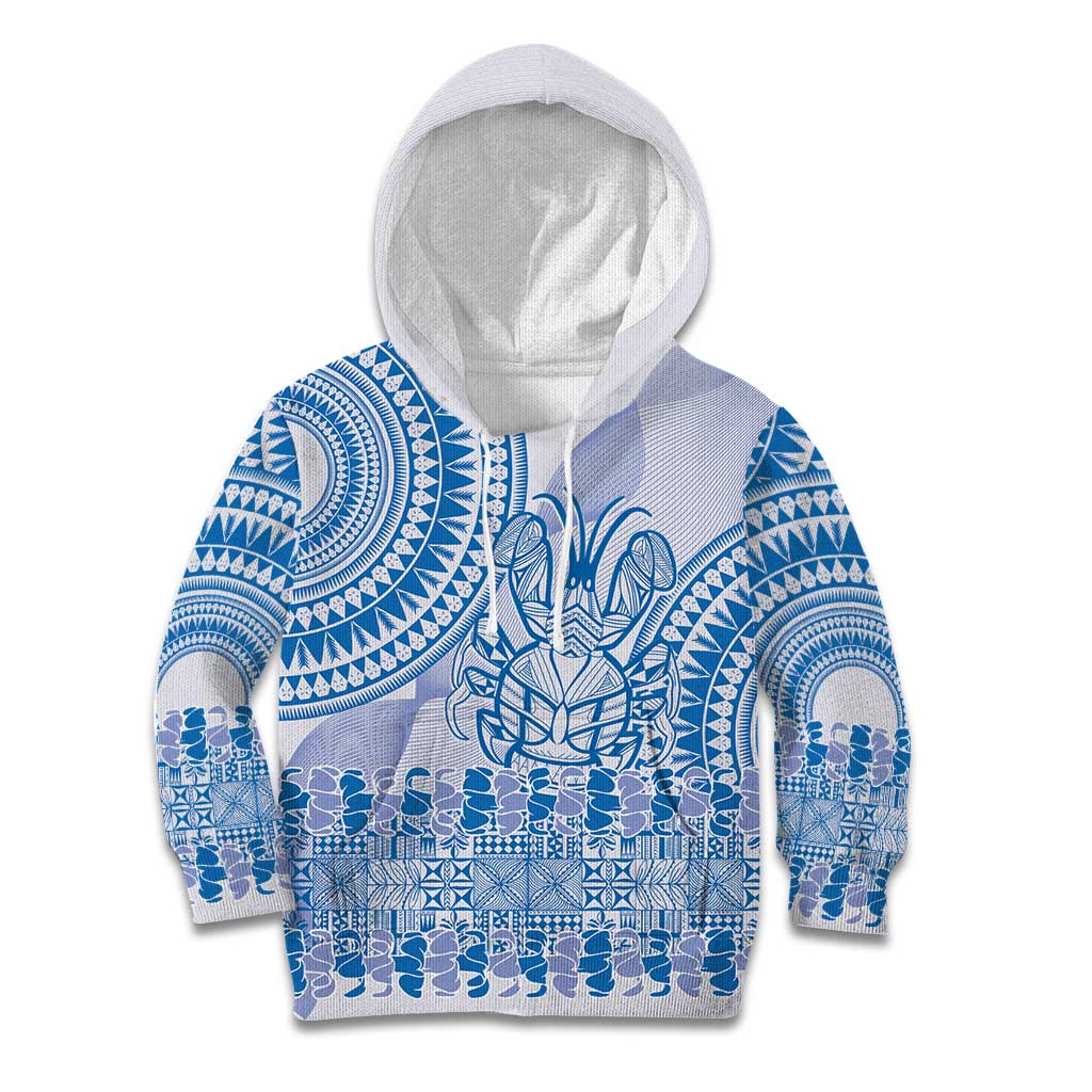 Niue Language Week Kid Hoodie The Rock Coconut Crab - Siapo Blue Pastel LT14 Hoodie Blue - Polynesian Pride