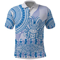Niue Language Week Polo Shirt The Rock Coconut Crab - Siapo Blue Pastel LT14 Blue - Polynesian Pride