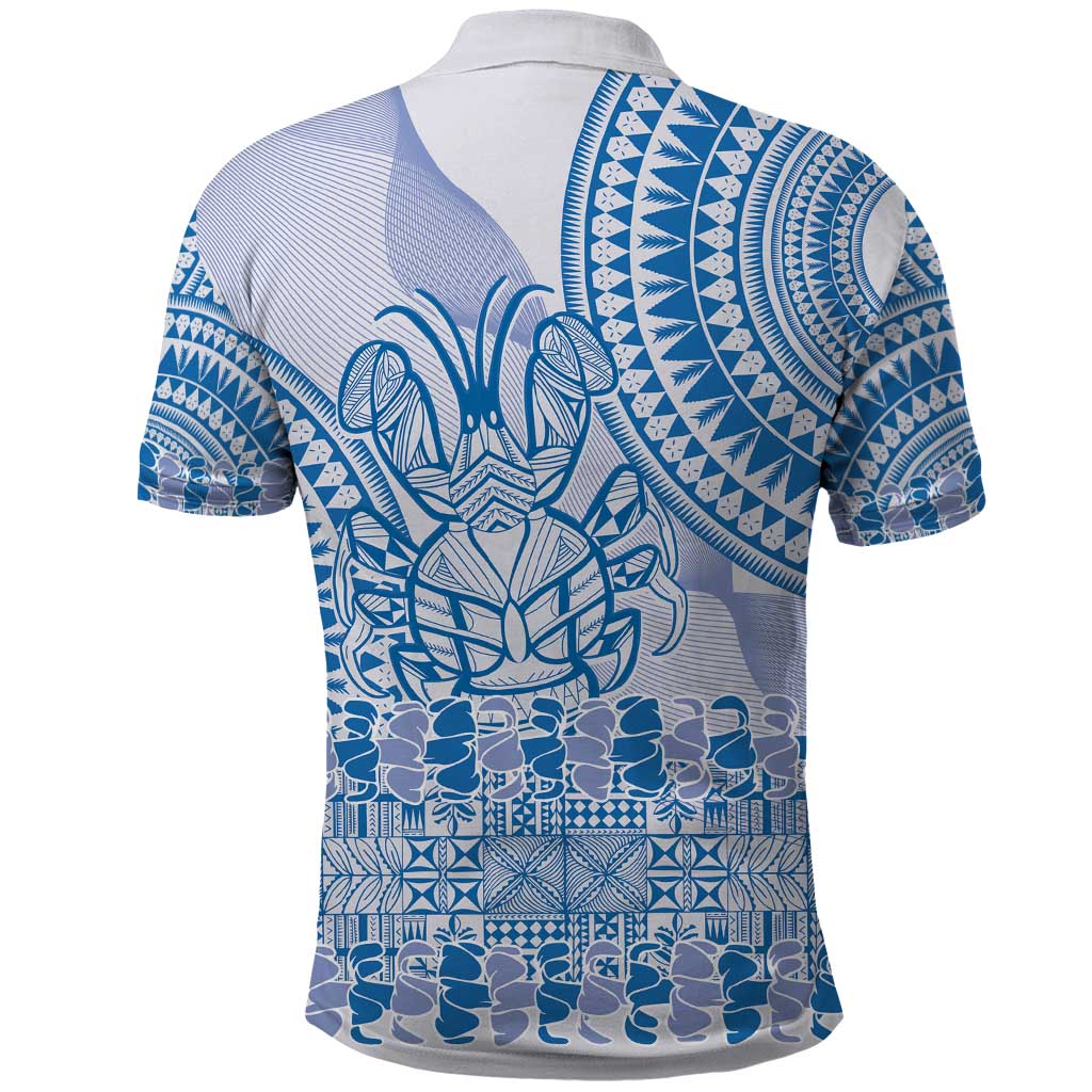Niue Language Week Polo Shirt The Rock Coconut Crab - Siapo Blue Pastel LT14 - Polynesian Pride