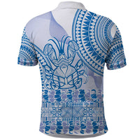 Niue Language Week Polo Shirt The Rock Coconut Crab - Siapo Blue Pastel LT14 - Polynesian Pride