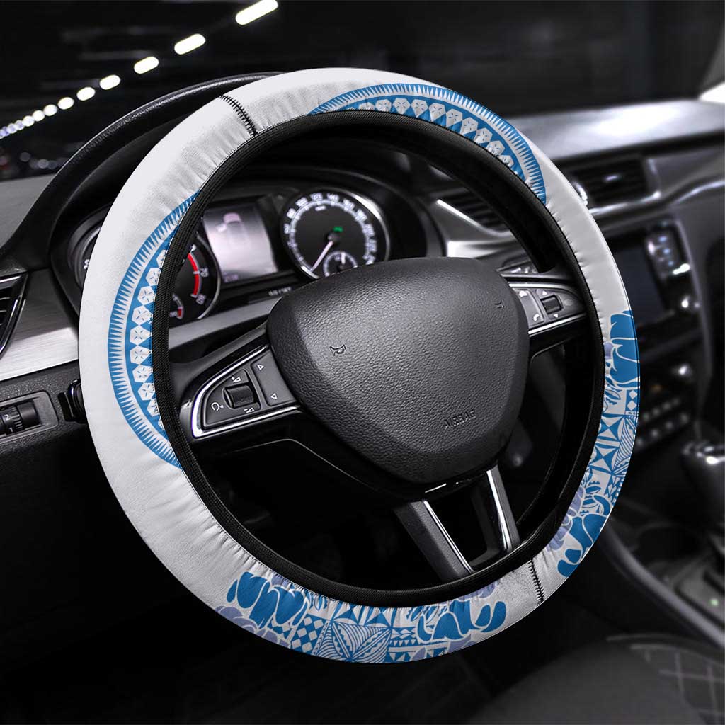 Niue Language Week Steering Wheel Cover The Rock Coconut Crab - Siapo Blue Pastel