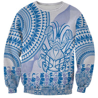 Niue Language Week Sweatshirt The Rock Coconut Crab - Siapo Blue Pastel LT14 Unisex Blue - Polynesian Pride