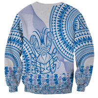 Niue Language Week Sweatshirt The Rock Coconut Crab - Siapo Blue Pastel LT14 - Polynesian Pride