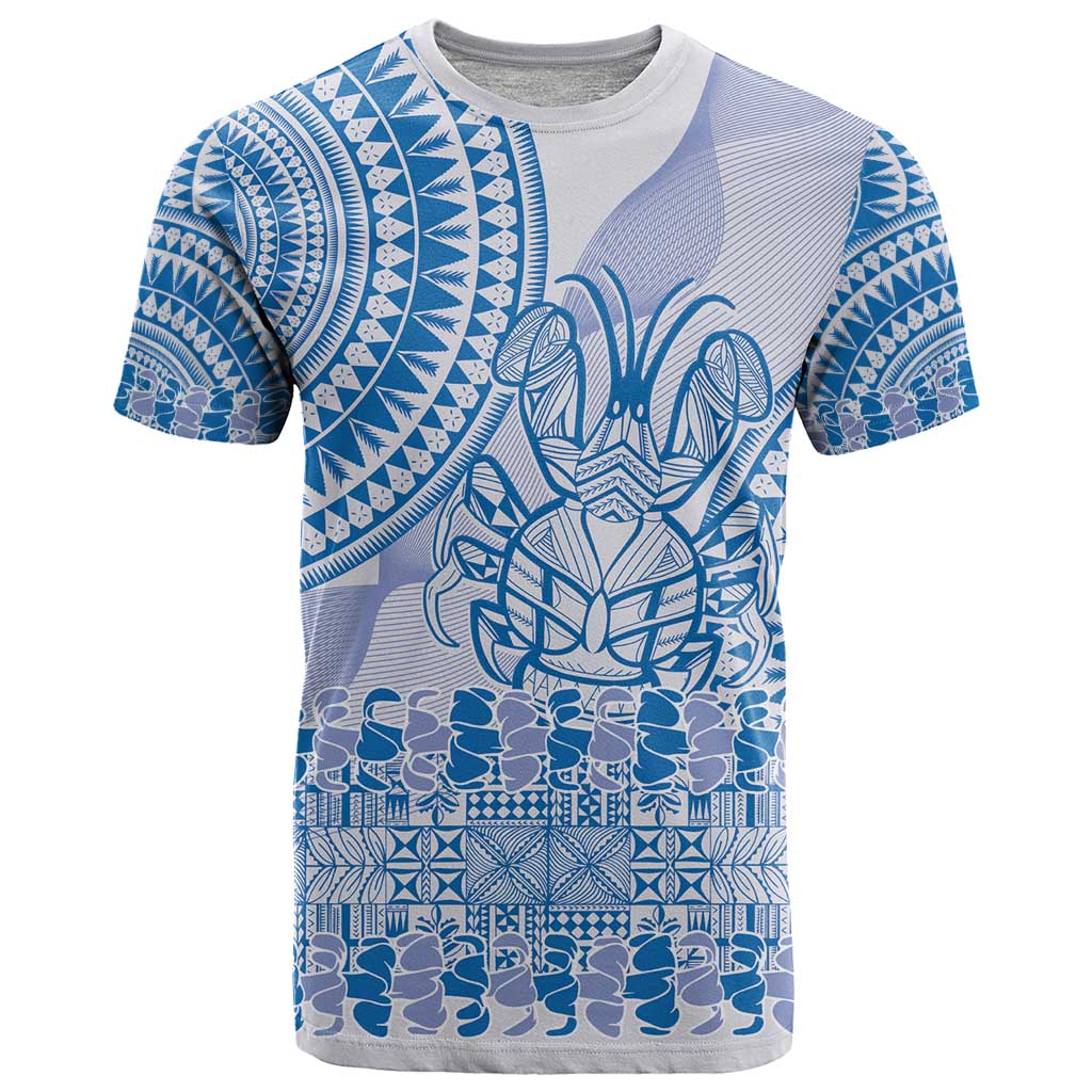 Niue Language Week T Shirt The Rock Coconut Crab - Siapo Blue Pastel LT14 Blue - Polynesian Pride