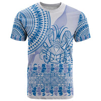 Niue Language Week T Shirt The Rock Coconut Crab - Siapo Blue Pastel LT14 Blue - Polynesian Pride