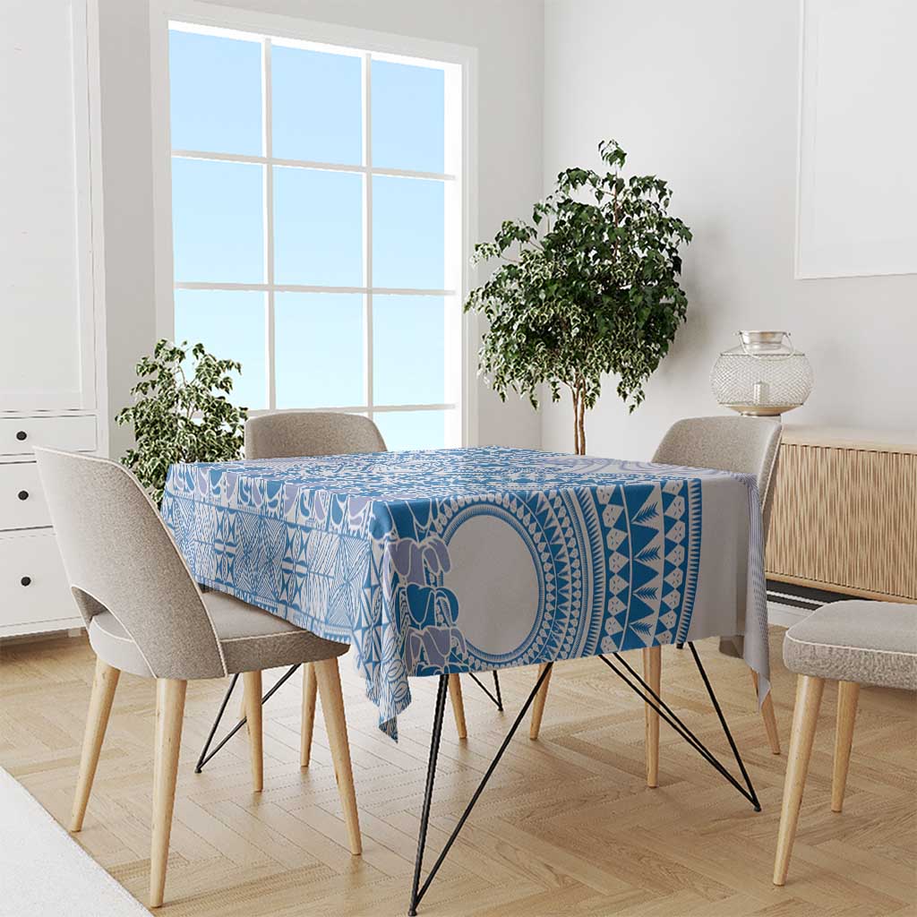Niue Language Week Tablecloth The Rock Coconut Crab - Siapo Blue Pastel LT14 - Polynesian Pride