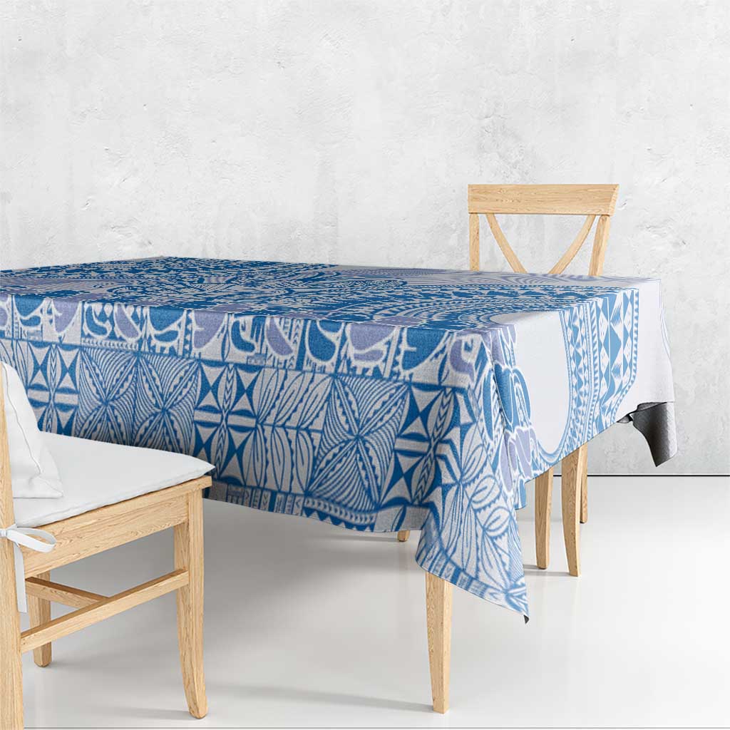 Niue Language Week Tablecloth The Rock Coconut Crab - Siapo Blue Pastel LT14 - Polynesian Pride
