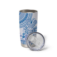 Niue Language Week Tumbler Cup The Rock Coconut Crab - Siapo Blue Pastel LT14 - Polynesian Pride