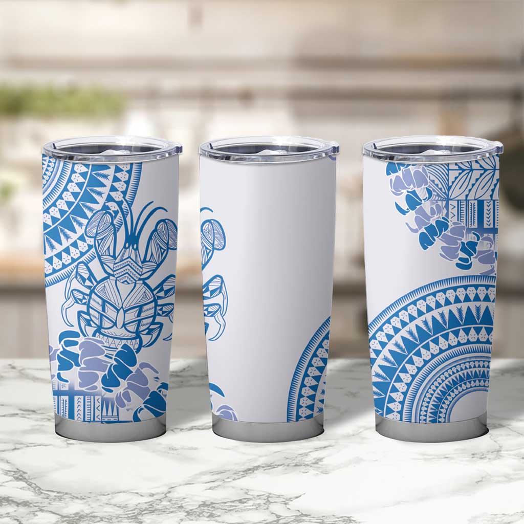 Niue Language Week Tumbler Cup The Rock Coconut Crab - Siapo Blue Pastel LT14 - Polynesian Pride