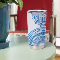 Niue Language Week Tumbler Cup The Rock Coconut Crab - Siapo Blue Pastel LT14 - Polynesian Pride