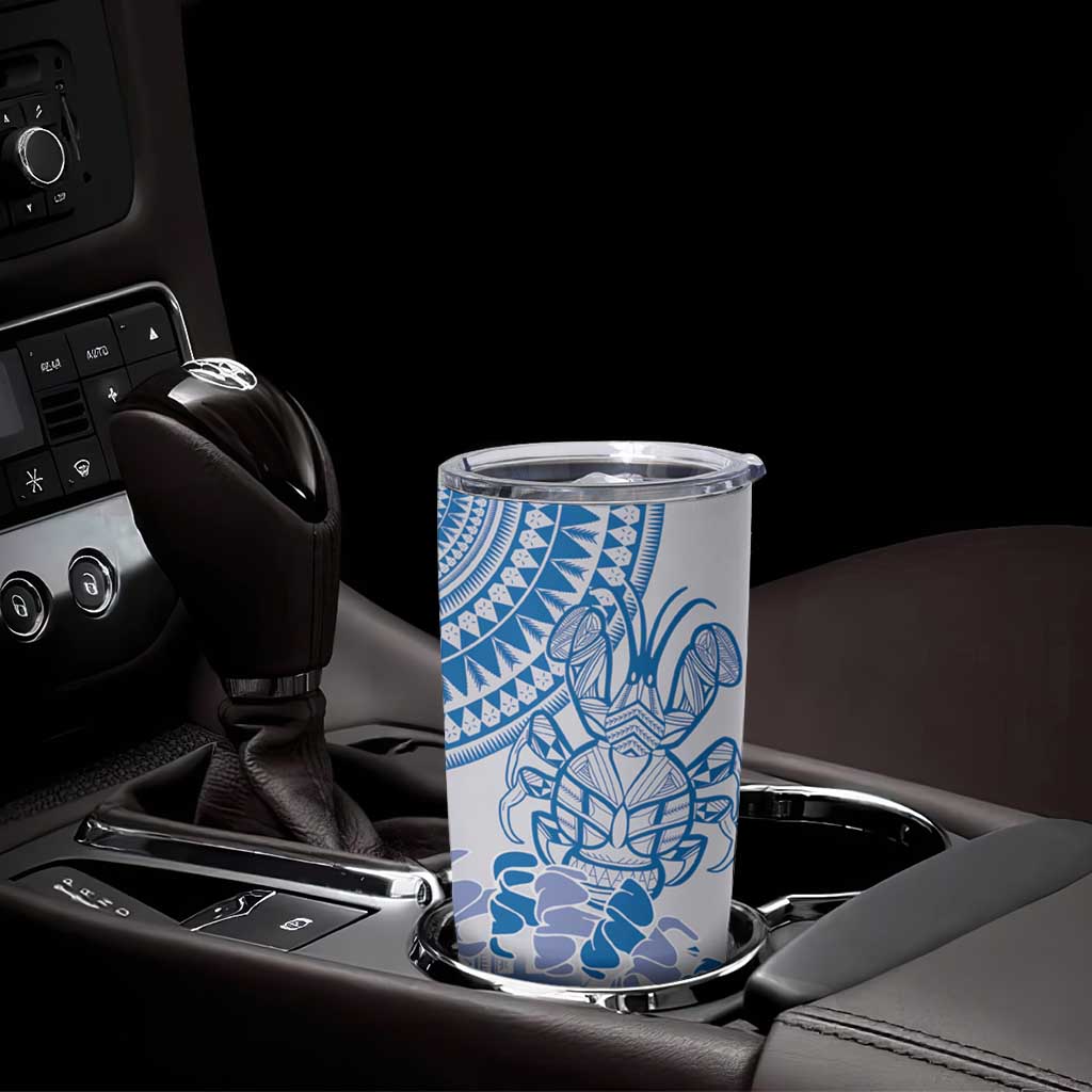 Niue Language Week Tumbler Cup The Rock Coconut Crab - Siapo Blue Pastel LT14 - Polynesian Pride