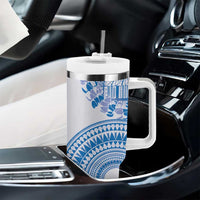 Niue Language Week Tumbler With Handle The Rock Coconut Crab - Siapo Blue Pastel LT14 - Polynesian Pride