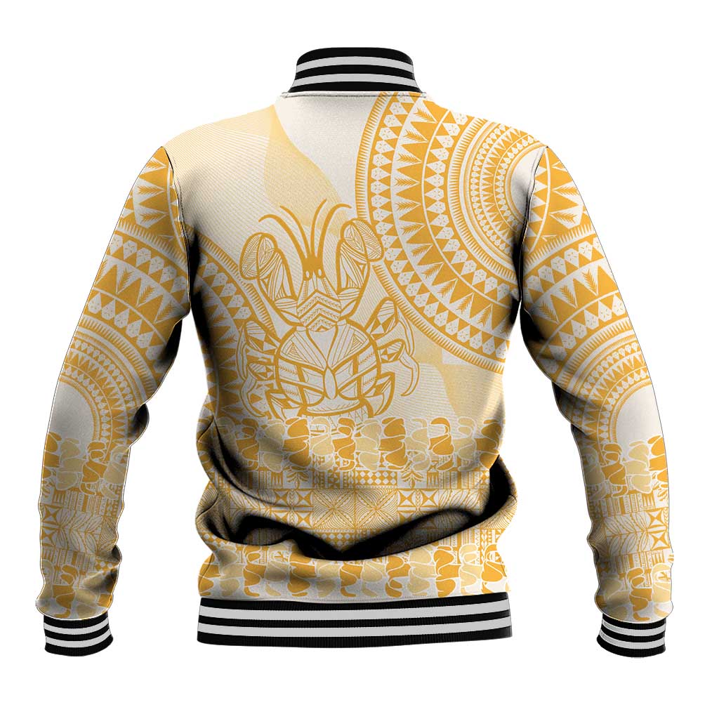 Niue Language Week Baseball Jacket The Rock Coconut Crab - Siapo Gold Pastel LT14 - Polynesian Pride