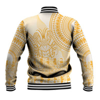 Niue Language Week Baseball Jacket The Rock Coconut Crab - Siapo Gold Pastel LT14 - Polynesian Pride