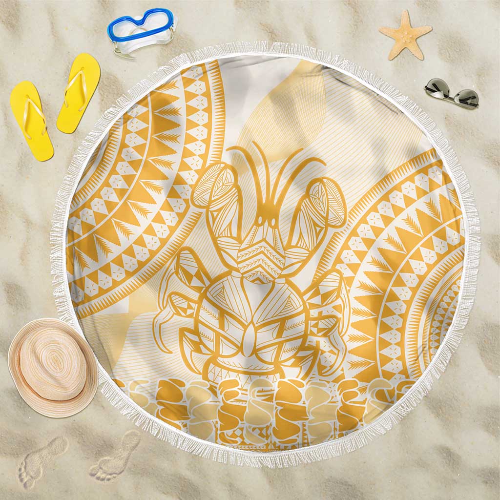 Niue Language Week Beach Blanket The Rock Coconut Crab - Siapo Gold Pastel LT14 One Size 150cm Gold - Polynesian Pride