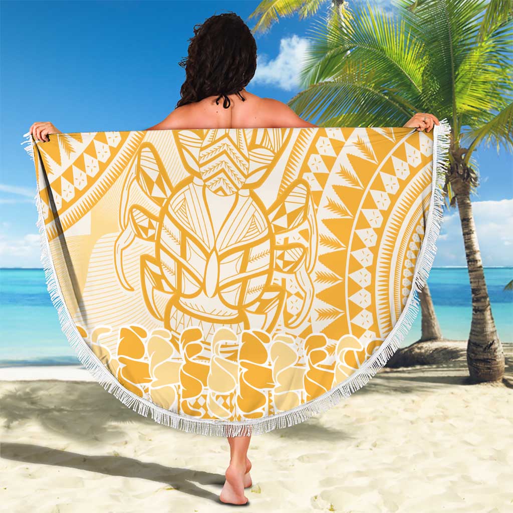 Niue Language Week Beach Blanket The Rock Coconut Crab - Siapo Gold Pastel LT14 - Polynesian Pride