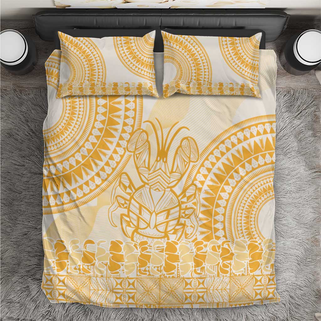 Niue Language Week Bedding Set The Rock Coconut Crab - Siapo Gold Pastel LT14 Gold - Polynesian Pride