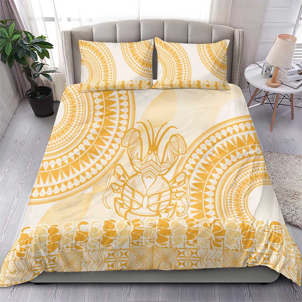 Niue Language Week Bedding Set The Rock Coconut Crab - Siapo Gold Pastel LT14 - Polynesian Pride