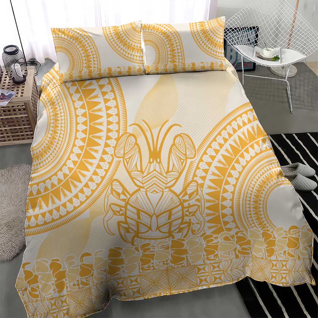 Niue Language Week Bedding Set The Rock Coconut Crab - Siapo Gold Pastel LT14 - Polynesian Pride